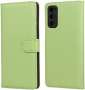 Vlakke structuur koeienhuid lederen horizontale flip case met magnetische sluiting & houder & kaartsleuven & portemonnee voor Samsung Galaxy S20 FE (groen)