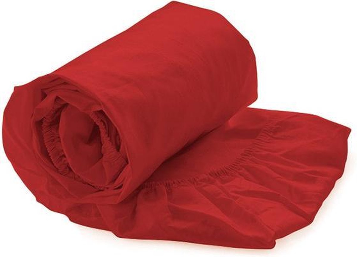 Luxe Hoeslaken Satijn - 100% Katoensatijn (280TC) - Lits-jumeaux XL - 200x200 cm - Poppy Red