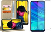 Huawei P Smart 2019 Hoesje en Huawei P Smart 2019 Screenprotector - Huawei P Smart 2019 Hoesje Book Case Leer Wallet Goud + Screen Protector Glas