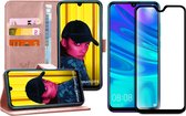 Hoesje geschikt voor Huawei P Smart 2019 - Book Case Leer Wallet Roségoud + Screenprotector Glas Full Screen Protector