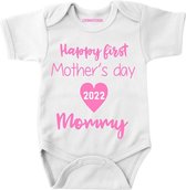 Rompertje voor de liefste mama- moederdag-beste moederdag cadeau ooit- Happy first mother's day mommy 2022-Maat 74