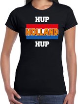 Zwart fan t-shirt voor dames - hup Holland up - Holland / Nederland supporter - EK/ WK shirt / outfit XL