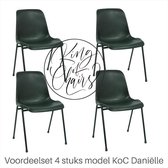 King of Chairs -set van 4- model KoC Daniëlle zwart met zwart onderstel. Stapelstoel kantinestoel kuipstoel vergaderstoel tuinstoel kantine stoel stapel stoel kantinestoelen stapel