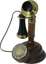 OPIS 1921-C Candlestick Retro Vaste Telefoon - Fraaie uitvoering in Hout en Koper - Met Draaischijf