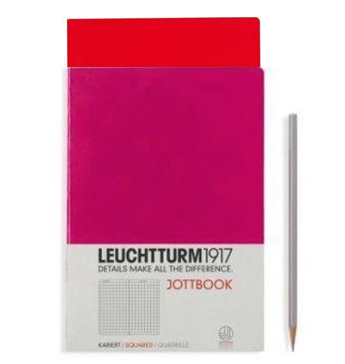 Leuchtturm1917 Double A5 Medium Jottbook Squared/Geruit Berry / Red (set van 2)