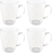 Orange85 Theeglazen Met Oor - 4 Stuks - 350 ml - Groot Formaat - Transparant