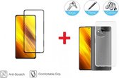 2-In-1 Screenprotector Hoesje Bescherming Protector Set Geschikt Voor  Xiaomi Poco X3 Pro - Full Cover 3D Edge Tempered Glass Screen Protector Met Siliconen Hoes Cover Case - Doorzichtig Geha