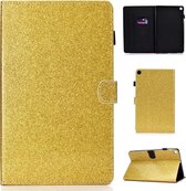 Voor Galaxy Tab A 10.1 (2019) T510 Varnish Glitterpoeder Horizontaal Flip Leather Case met houder en kaartsleuf (goud)