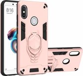 Voor Xiaomi Redmi Note 5 Pro 2 in 1 Armor Knight Series PC + TPU beschermhoes met onzichtbare houder (rose goud)