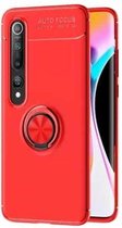 Voor Geschikt voor Xiaomi Mi 10/10 Pro metalen ringhouder 360 graden roterende TPU-hoes (rood + rood)