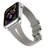 Waterdruppelvormige lederen polsband Horlogeband voor Apple Watch Series 4 & 3 & 2 & 1 42 mm (grijs)