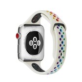 Regenboog siliconen horlogeband voor Apple Watch Series 6 & SE & 5 & 4 40 mm / 3 & 2 & 1 38 mm (roomwit)