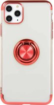 Voor iPhone 11 Galvaniseren TPU-beschermhoes met ringhouder (rood)