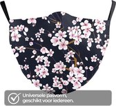 Mobstore - Niet medisch mondkapje wasbaar - Bloemen - Katoen - Zwart print