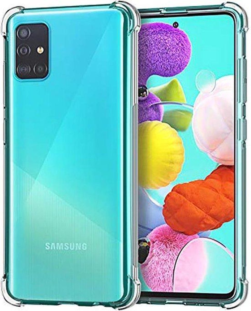 Anti shock stoot rubber siliconen - Geschikt voor Samsung Galaxy A51 - Extra sterke hoeken back cover - Transparant