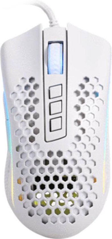 Redragon M808 RGB Witte lichtgewicht gaming muis met honeycomb design - verstelbare DPI tot 124000 met programmeerbare knoppen - Symmetrische Ambidextrous (tweehandige) muistrous muis