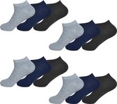 Gianvaglia Heren Enkelsokken 12-pack - Grijs Blauw Zwart - Maat 41-46 - Korte Sokken