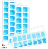 Cicon Siliconen ijsblokjesvorm inclusief deksel Blauw - 14 ijsklontjes