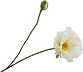 Silk-ka Kunstbloem-Zijden Bloem-Klaproos Tak Zijde Wit 76 cm  Voordeelaanbod per 2 stuks