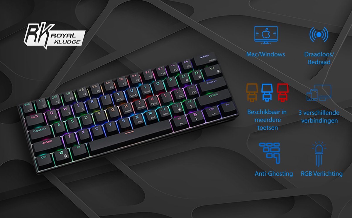 Royal Kludge RK61 - Un clavier gamer pas cher compact et mécanique en  Bluetooth ! (il est super) 