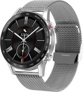 Belesy® Achilles - Smartwatch Dames - Smartwatch Heren - Horloge - 1.3 inch - Kleurenscherm - Full Touch - 100 Wijzerplaten - Zilver - Staal