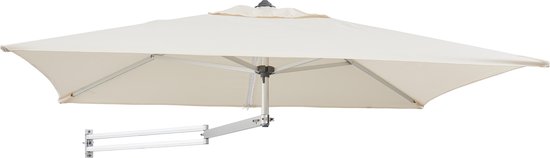 Easysol Rechthoekige Muurparasol - 200 x 140 cm - Parasol voor Muur of Wand - Gebroken Wit