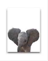 Schilderij Canvas Jungle Baby Olifant - Kinderkamer - Dieren Doek - Babykamer / Kinder Doek - Babyshower Cadeau - Muurdecoratie - 40x30cm - FramedCity