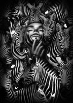 Exclusive - Model - Zenzi Zebra - 80x120cm - Glasschilderij - Wanddecoratie & SchilderijenVAN HELDER DESIGN -