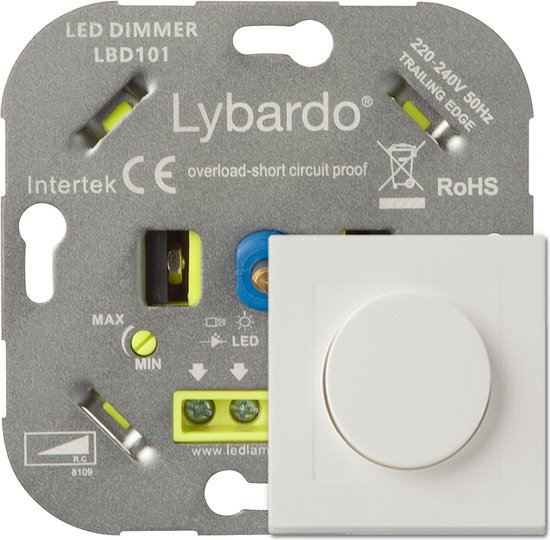 LED dimmer - Met afdekplaat - 5-150W - Universeel - Inbouw - Lybardo