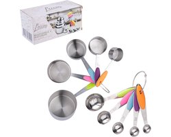 Leccur Maatcups Maatlepels RVS  - Measuring Cups and Spoons - Maatbeker Maatschepjes Set 10 delig