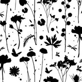 zijdevloeipapier Bloemen Zwart 50 x 70 cm tissue papier zijdepapier 10 stuks