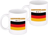4x stuks drink/koffie Mok Duitse vlag 300 ml - Duitse supporters feestartikelen