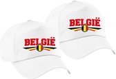 4x stuks belgie landen thema pet wit / baseball cap volwassenen