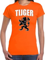Tijger met leeuw oranje t-shirt Holland / Nederland supporter EK/ WK voor dames S