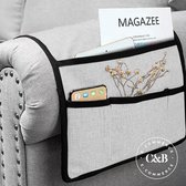 Divineness Armleuning organizer voor bank - afstandsbediening houder – licht grijs