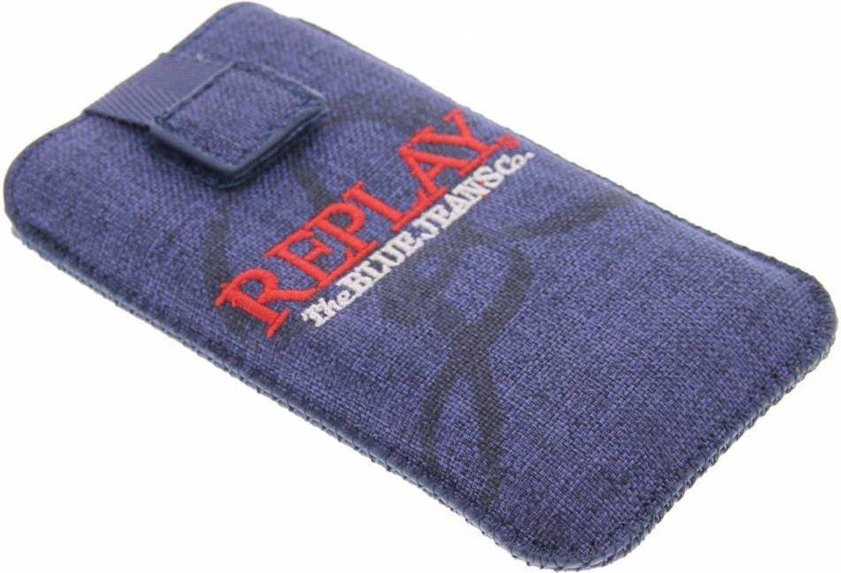 Replay Classic telefoonhoesje iPhone 4 / Universeel - Donkerblauw / Rood - Katoen