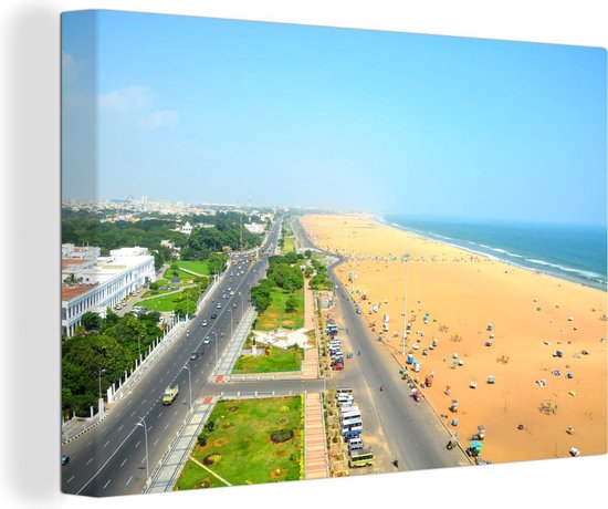 Canvas Schilderij Stranden in de stad Chennai - 90x60 cm - Wanddecoratie