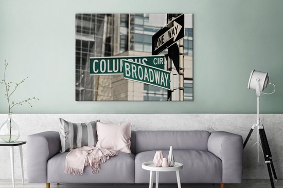 Image d'un panneau de signalisation de Broadway 160x120 cm - Tirage photo sur toile (Décoration murale salon / chambre) XXL / Groot format!