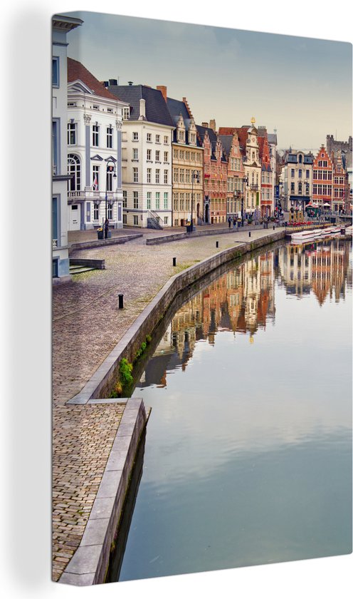 Canvas schilderij 120x180 cm - Wanddecoratie Historische stad Gent in België - Muurdecoratie woonkamer - Slaapkamer decoratie - Kamer accessoires - Schilderijen