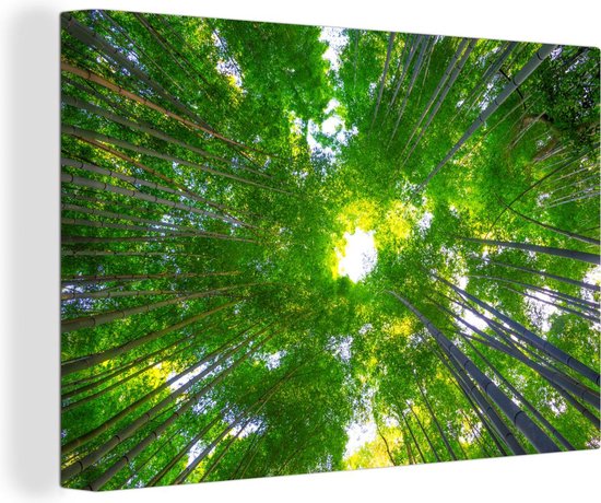 Cime des arbres dans la forêt de bambous d'Arashiyama Toile 180x120 cm - Tirage photo sur toile (Décoration murale salon / chambre) XXL / Groot format!