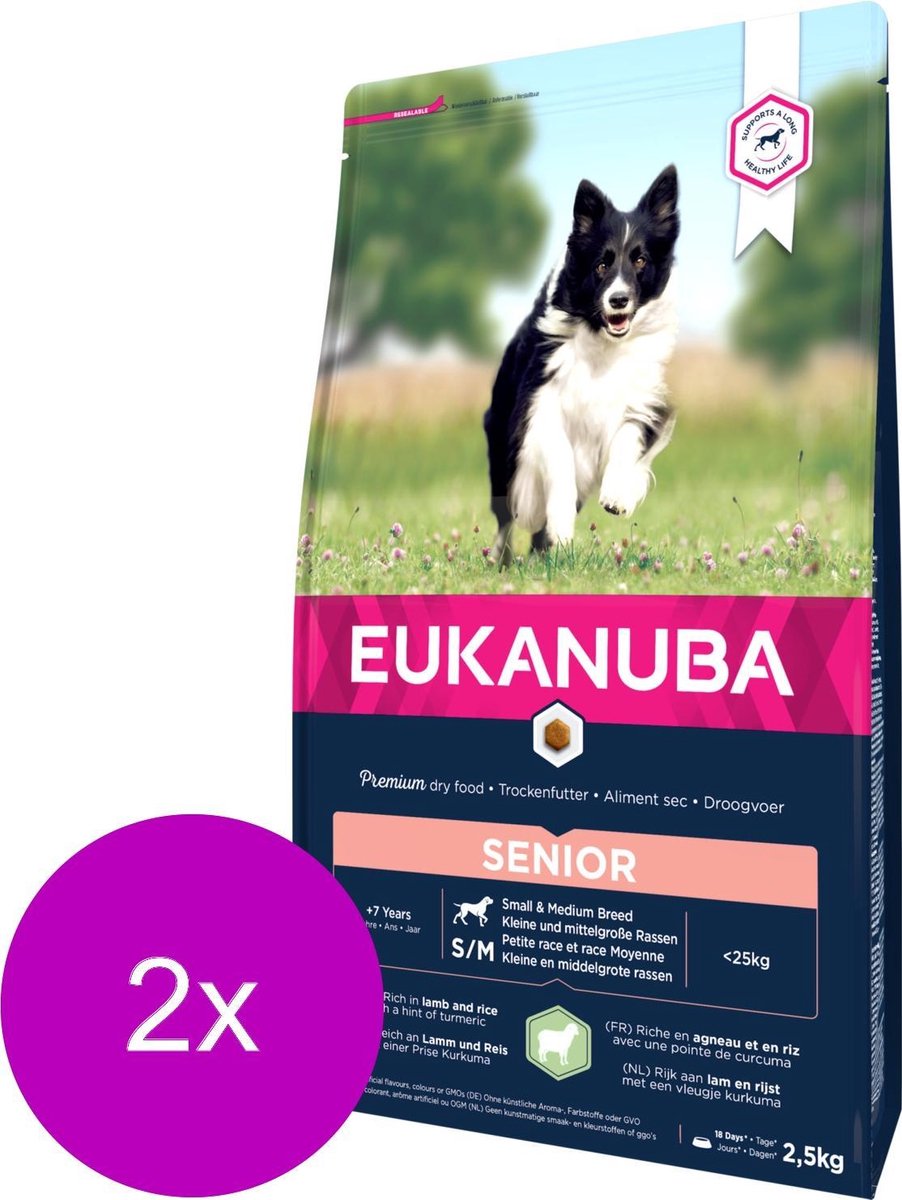 Eukanuba Mature Senior Lam&Rijst – Hondenvoer – 2 x 2.5 kg