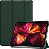 Hoesje Geschikt voor iPad Pro 2021 (11 inch) Hoes Case Tablet Hoesje Tri-fold - Hoes Geschikt voor iPad Pro 11 inch (2021) Hoesje Hard Cover Bookcase Hoes - Donkergroen