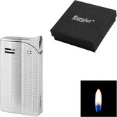 Eurojet Vintage Chrome Soft Flame Elektrische Aansteker Breed met Geschenkverpakking.