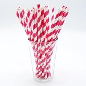 Doodadeals® Papieren Rietjes - Roze & Wit - 25 stuks - 20 cm - Kartonnen Rietjes - Paper Straws