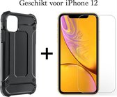 iPhone 12 hoesje armor case shock proof zwart anti shock hoes cover hoesjes - 1x iPhone 12 screenprotector