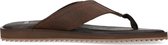 Manfield - Heren - Donkerbruine leren slippers - Maat 45