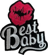 Best Baby - Girl - Kus - Roze - Groot - strijk embleem - patch - patches - stof & strijk applicatie