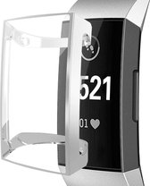 YPCd® FitBit Charge 3 Siliconen Case - Zilver - 360 bescherming
