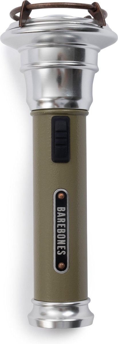 Barebones Oplaadbare Vintage Flashlight LED Zaklamp olijf kleur