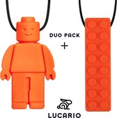 Bijtketting - Kauwketting | Lego design Oranje | DUOPACK